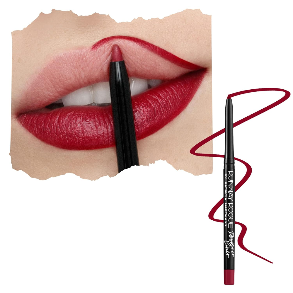 Designer Liner Lip Pencil, Matte Crimson Dark-Red Lip Liner Pencil and Lip Liner