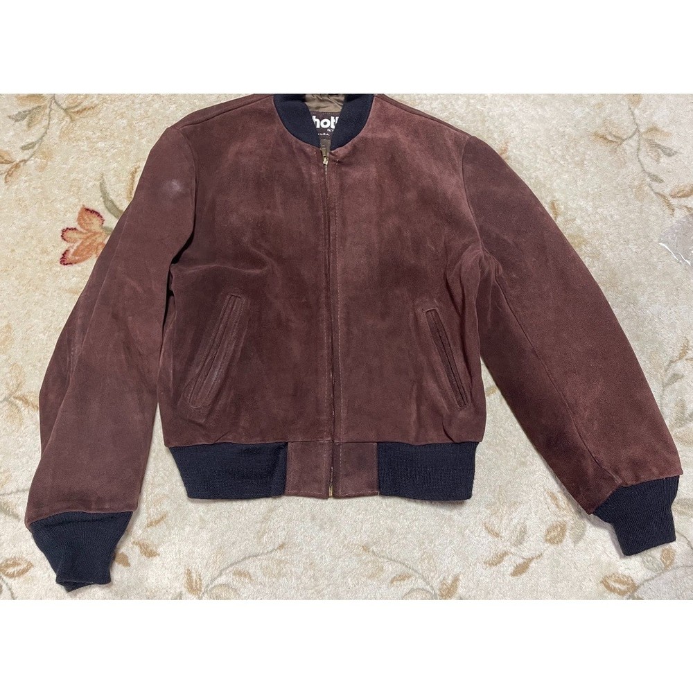 Suede leather jacket with stylish shot detailing