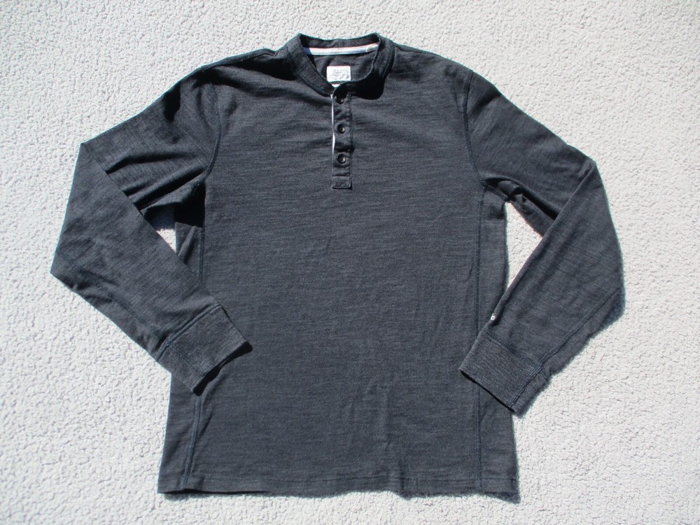 Rag Bone Shirt Mens Large Henley Standard Issue Dark Gray Thermal Long Sleeve