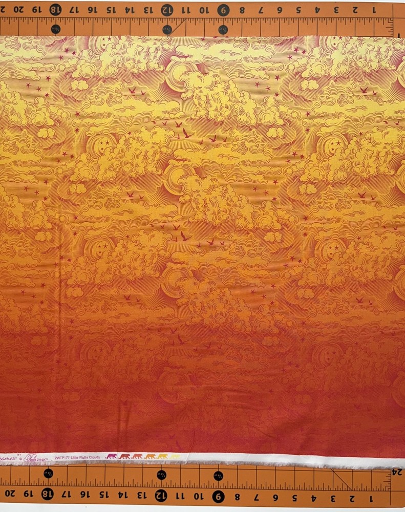 Tula Pink Fabric | Daydreamer Orange Yellow Cloud Ombre | Free Spirit YARD