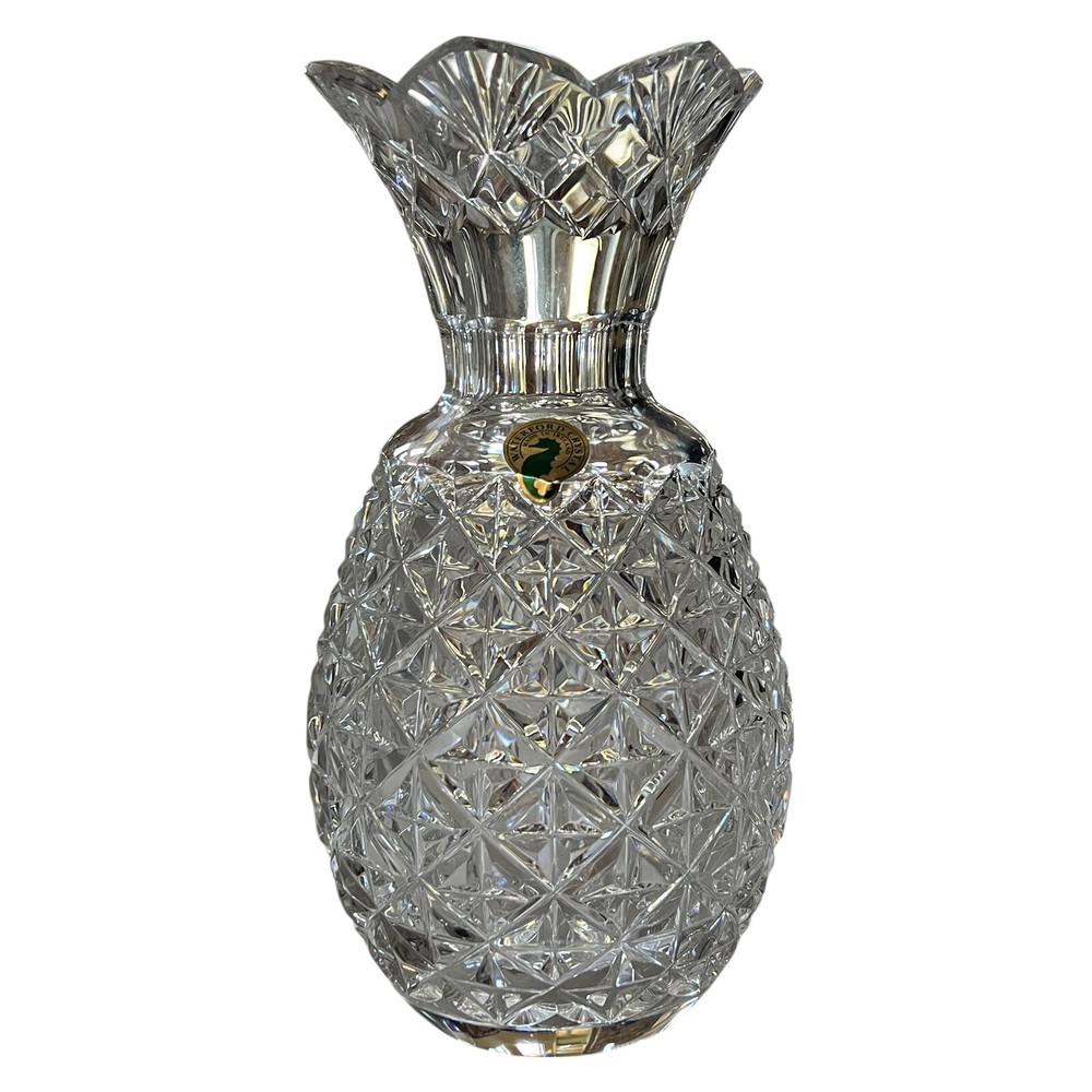 Waterford Crystal Pineapple Hospitality Vase 8 Inch Ireland Handmade Luxury