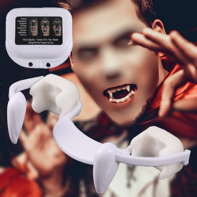Retractable Vampire Teeth Dentures Zombie Teeth Fangs Halloween Cosplay Horrific