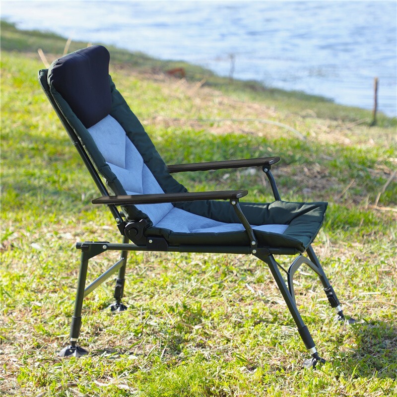 Portable Camping Lounge Chair with Adjustable Backrest for Outdoor Use  