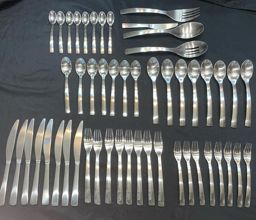53 Pieces Gourmet 8 Settings* GS Park Carry On Matte Stainless Flatware