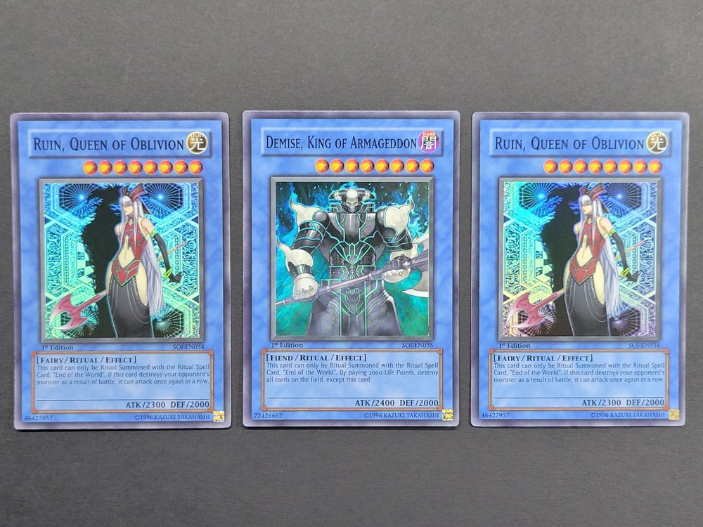 3 Yugioh 1st Ed Super Rare Ritual Monsters Lot - Ruin & Demise