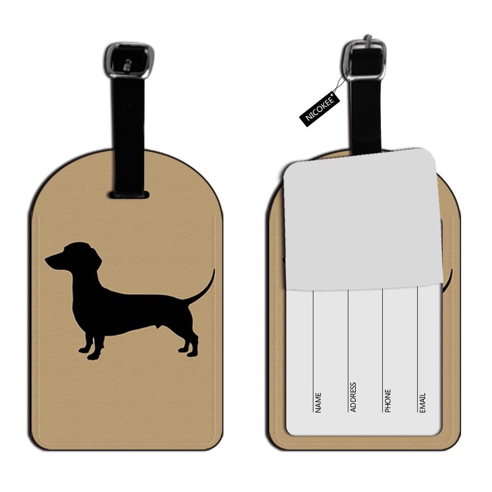 Dachshund Wiener Dog Luggage ID Tags Suitcase Carry-On Cards Leather Luggage ...