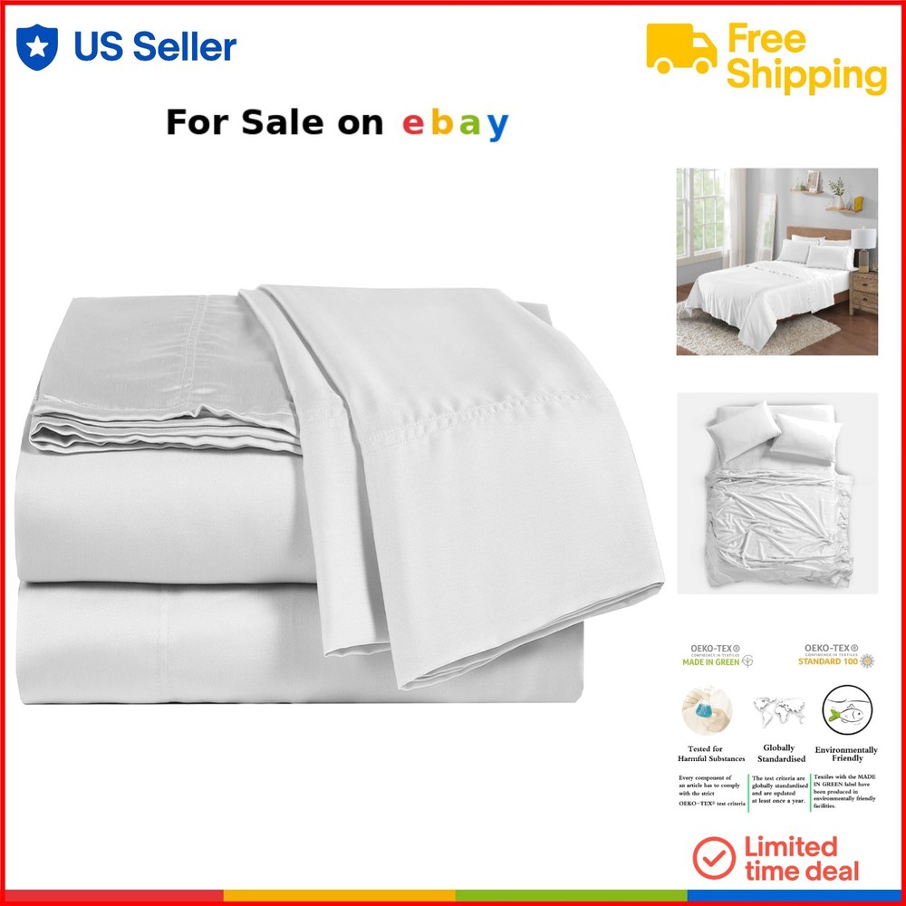 King Size 4-Piece Viscose Sheet Set Hypoallergenic Cooling Deep Pocket