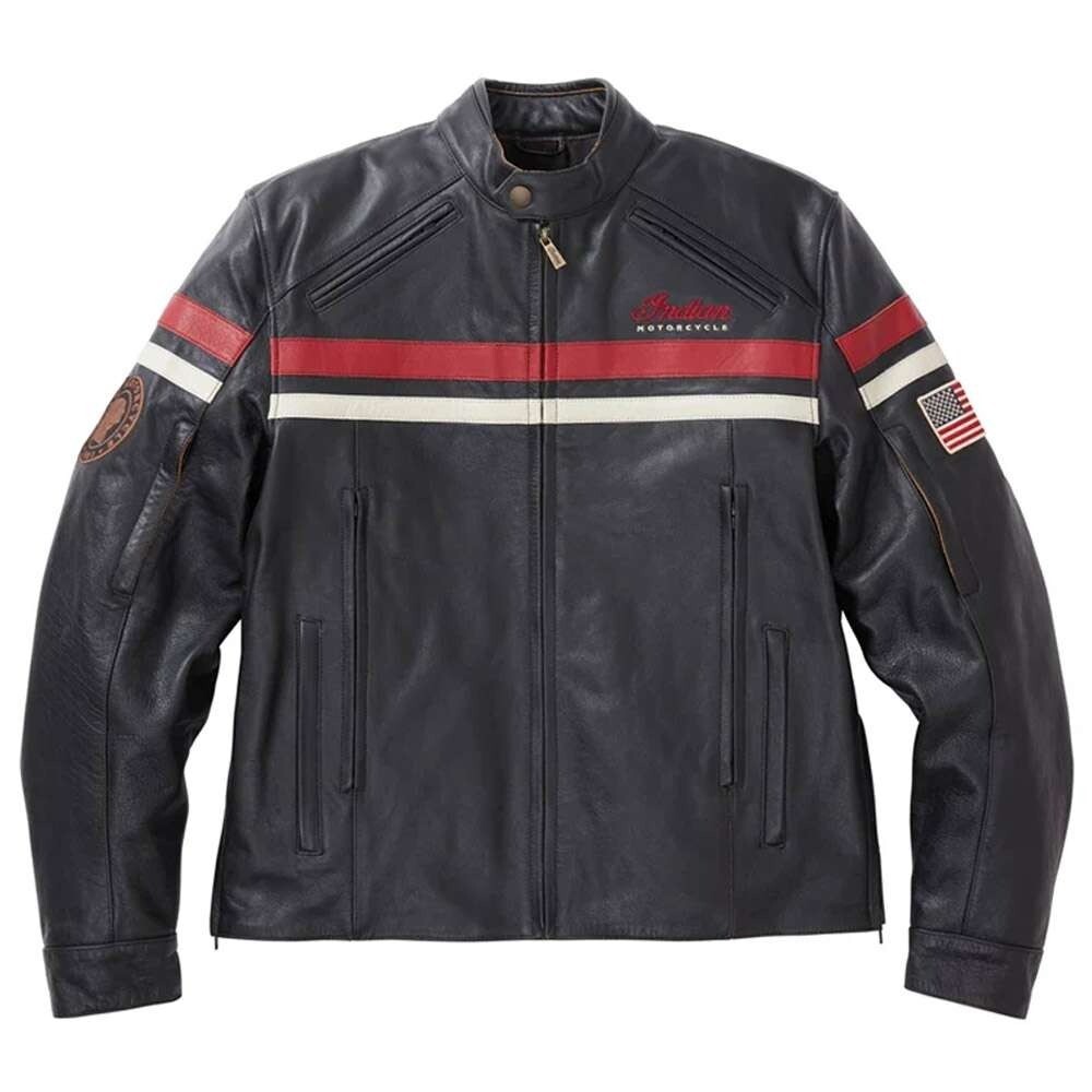 Indian Men's Black Freeway Biker Jacket in Premium Genuine Cowhide Leather