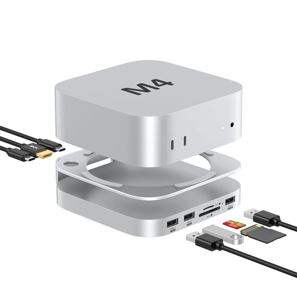 Akyyajaure Mac mini Hub: 10 in 1 Aluminum Stand & Dock for Mac mini with M.2 ...