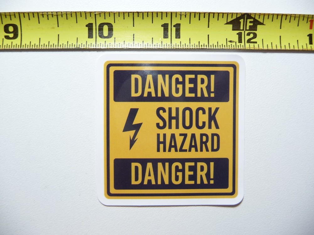 DANGER SHOCK HAZARD STICKER DECAL BUSINESS COMPANY POLICY BUILDING DOOR