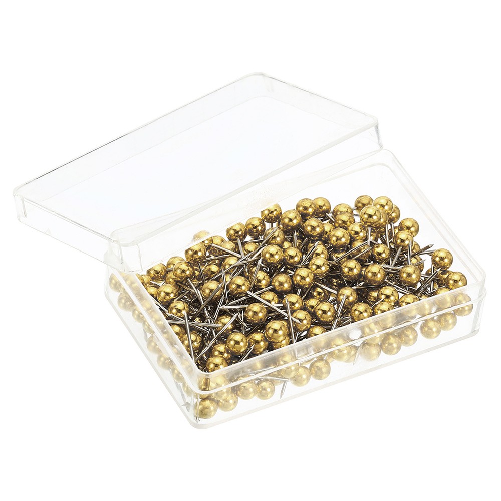 200 Pack Gold Round Head Push Pins for Marking and Decor
