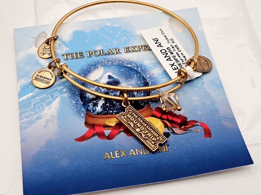 Polar Express Gold Charm Bangle Bracelet by Alex & Ani NWT with Box
