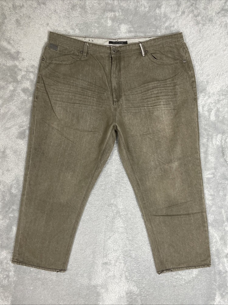 Sean John Mens 48B Green Brown Straight Leg Cotton Blend Jeans