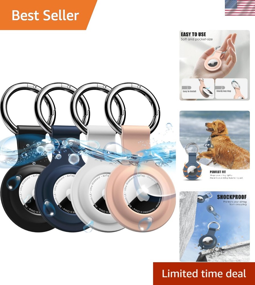 4 Pack Silicone AirTag Holder with Keychain for Secure and Stylish Protection