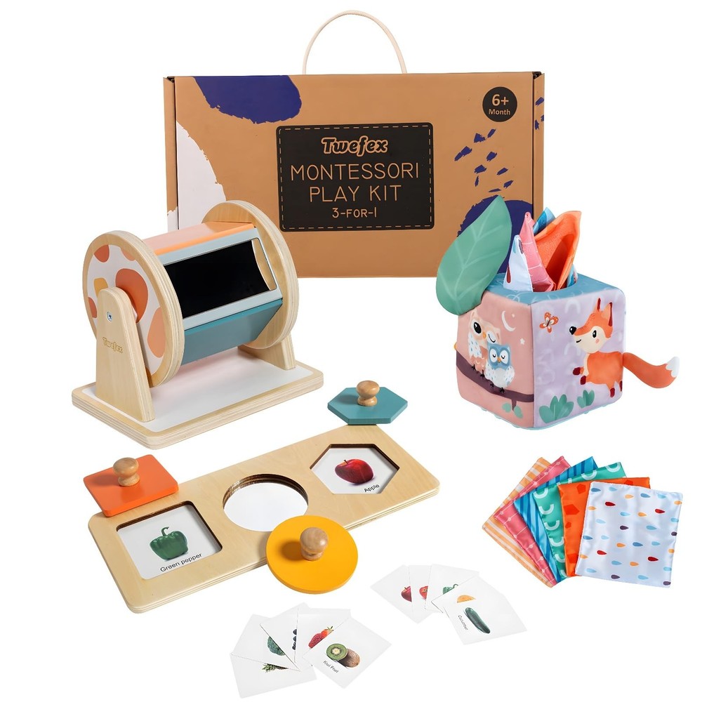 Twefex Montessori Toys for Babies 6-12 Months - 3 in 1 Baby Medium, Colorful