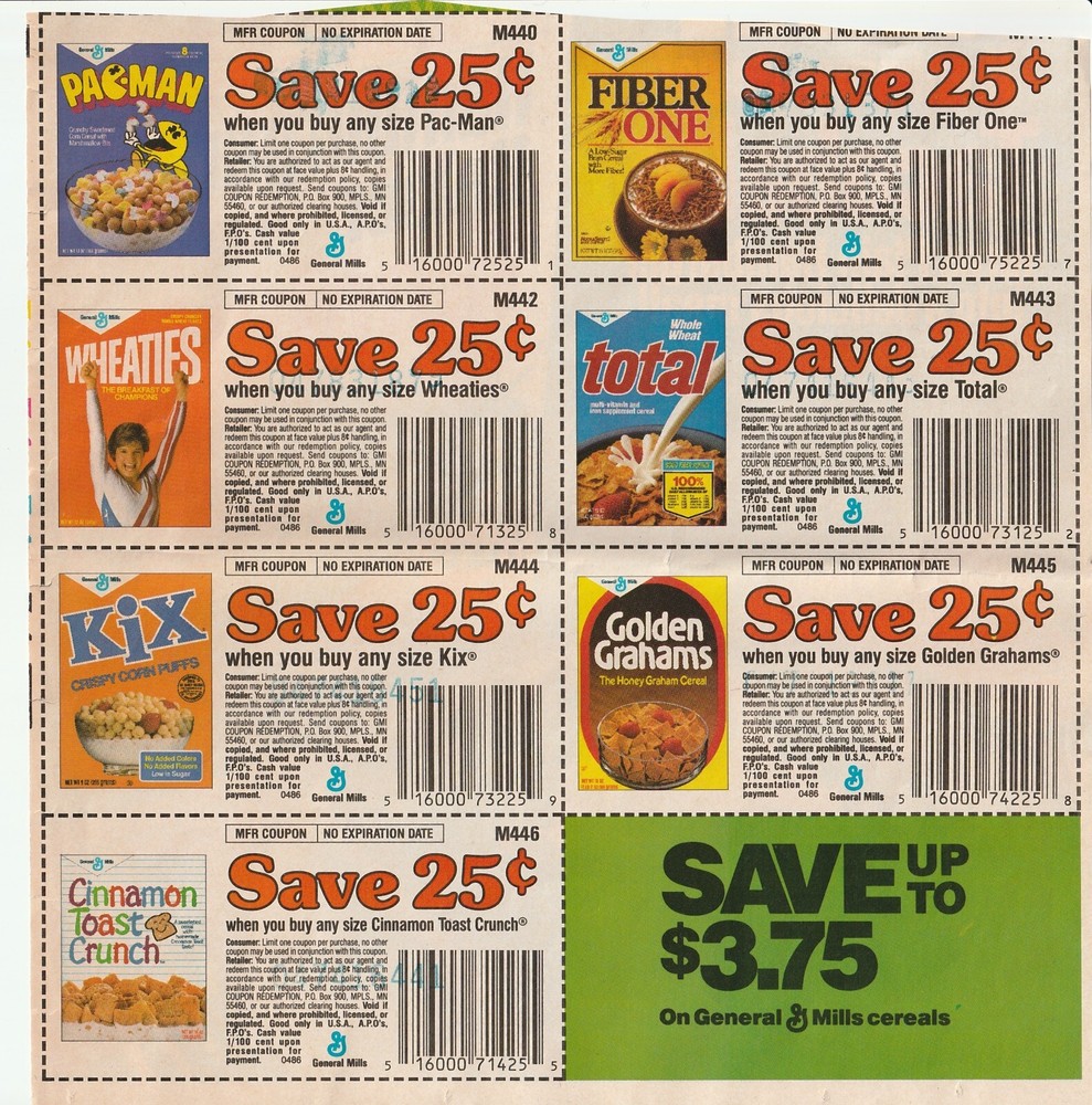 Vintage 80s Pac-Man Cereal Coupon Retro General Mills Collectible-image