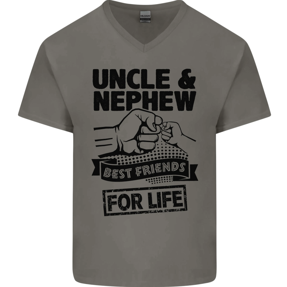 Uncle & Nephew Best Friends Uncles Day Mens V-Neck Cotton T-Shirt
