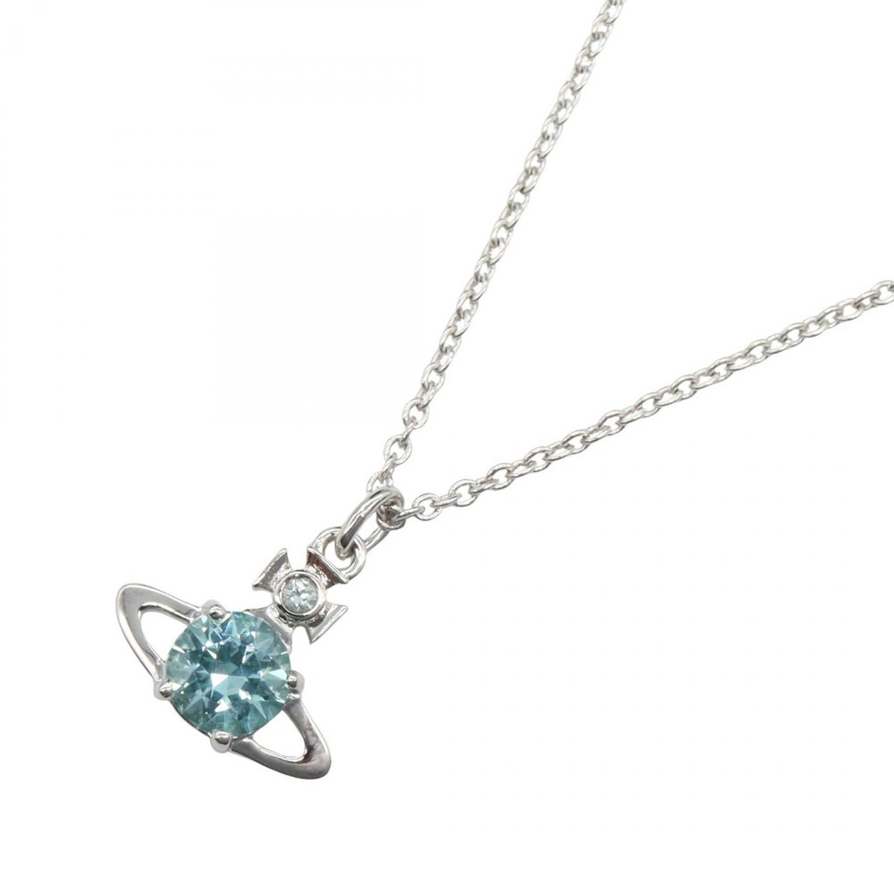 Vivienne Westwood Reina Knuckles Necklace Pendant brass Blue 39.5/43.5cm NEW