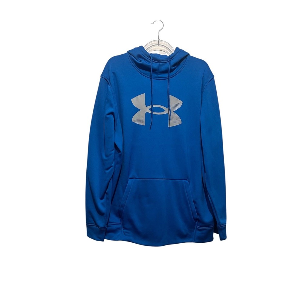 Under Armour Men's XL ColdGear Blue Hoodie Loose Fit Poly Fleece Pullover