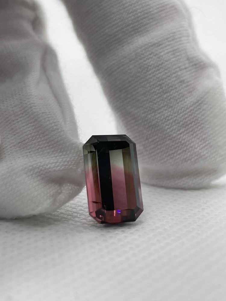 5.80 Ct Tourmaline Bi Color Watermelon Emerald Cut 13x8x6