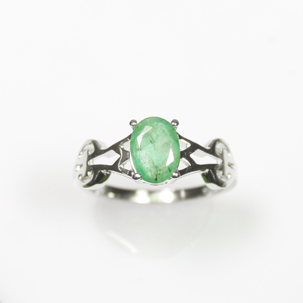 Natural Green Emerald Ring With 925 Sterling Silver in All Sizes Available