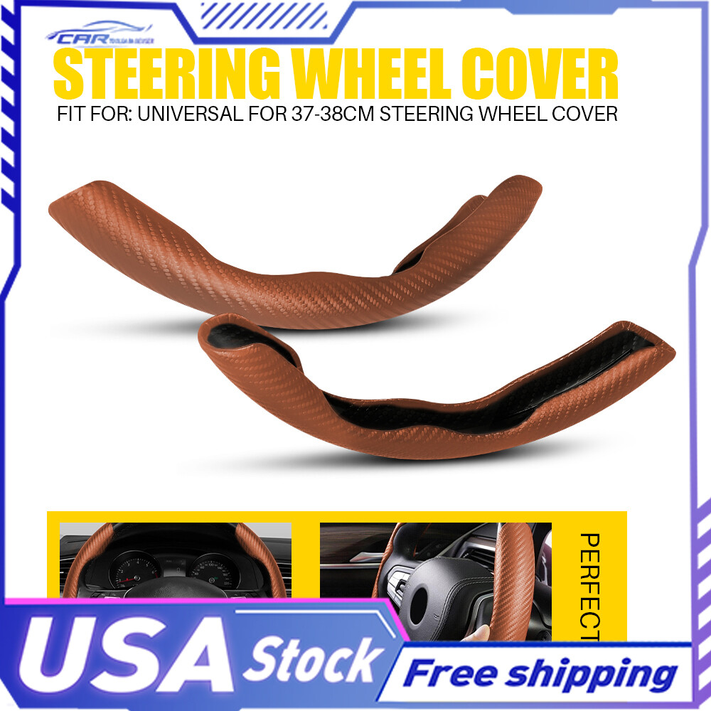 Car Steering Brown Wheel Cover Anti-slip Accessories Carbon For 15