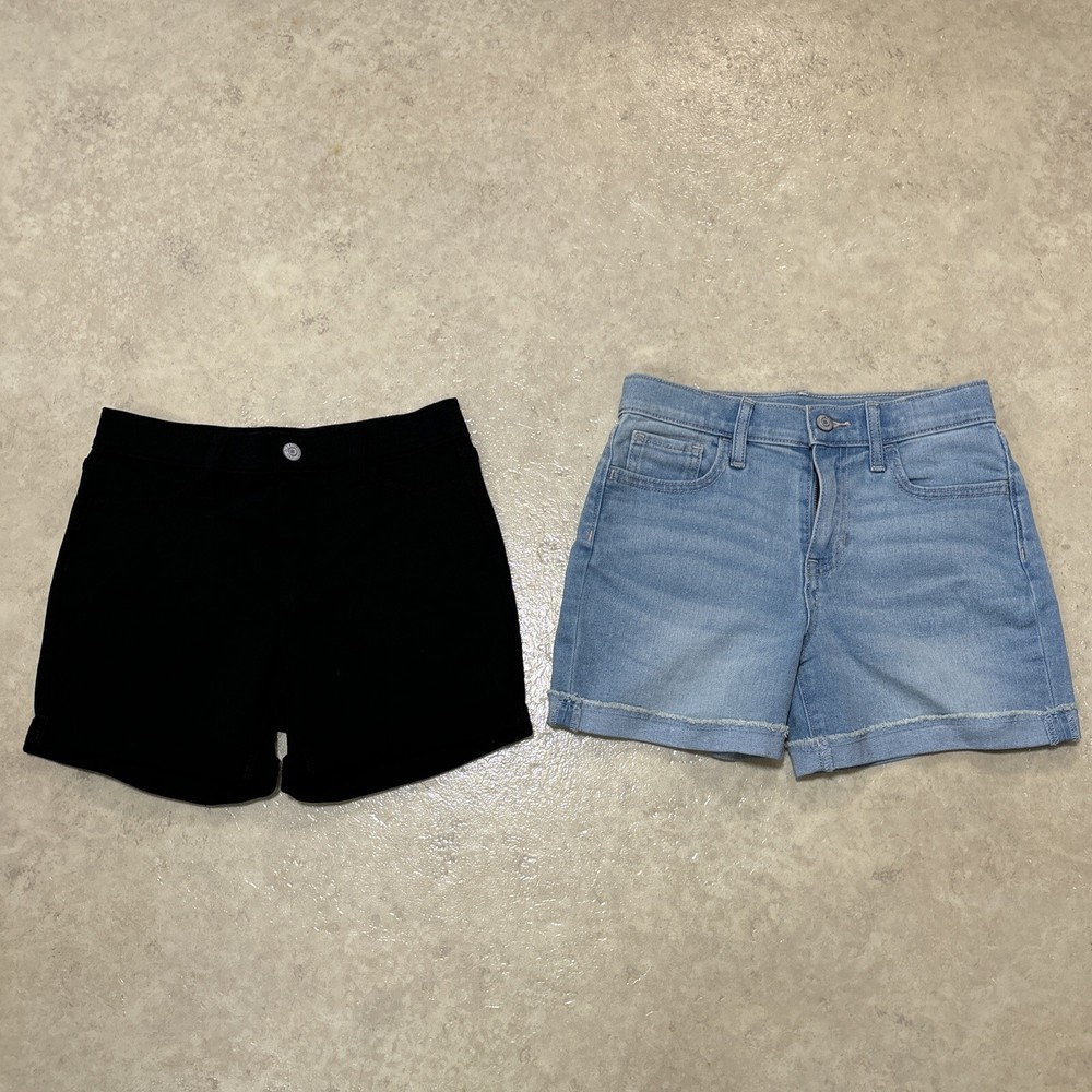 Lot Of  2 ✅ OLD NAVY Girls Sz 12 DENIM/JEAN Shorts & Black 3.5
