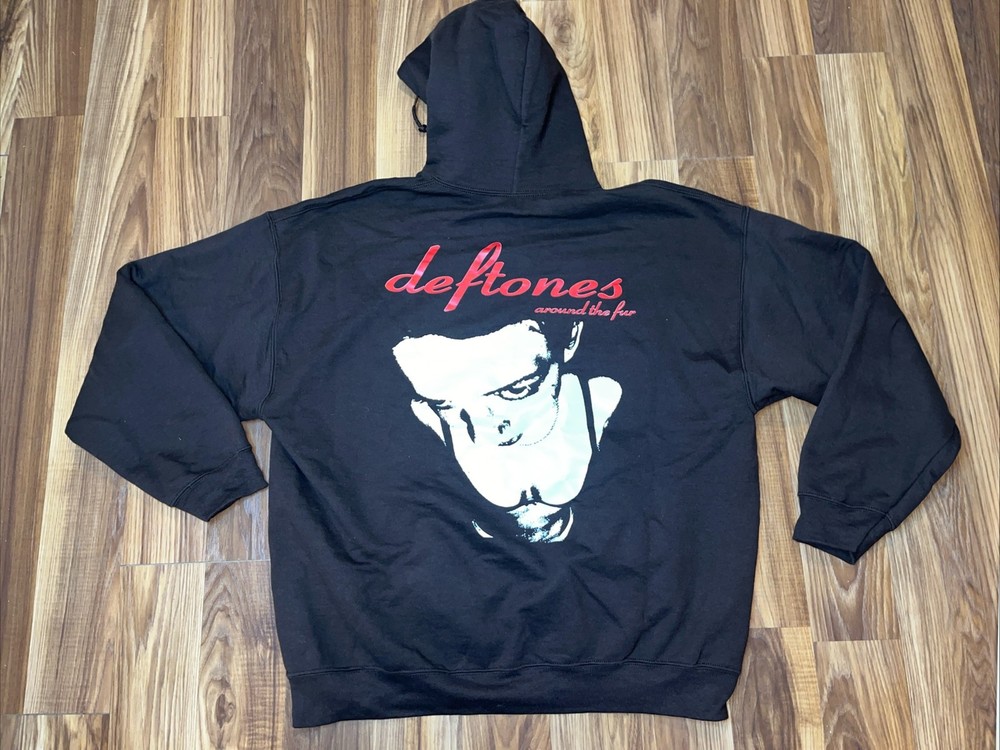 Vintage Deftones Around The Fur Tour Metal Band Hoodie Size XL Brown EUC