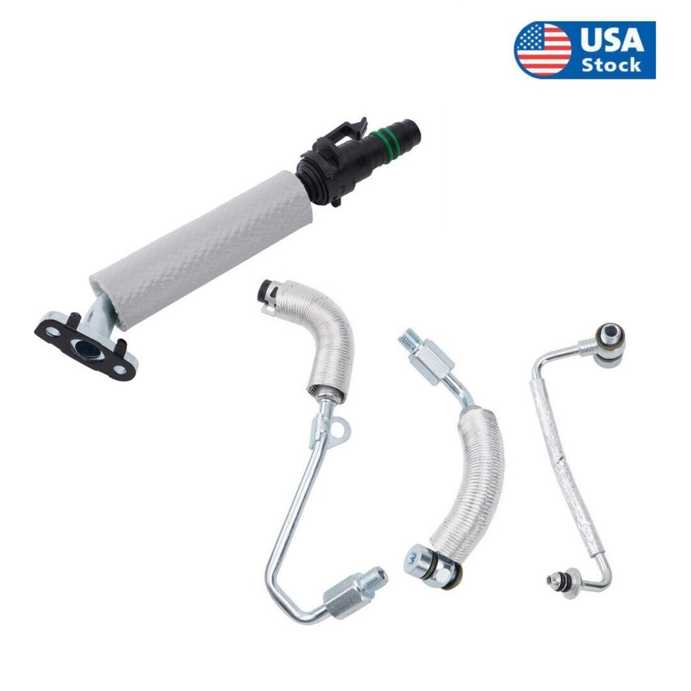 4Pcs Turbo Oil Return Drain & Oil Feed Pipe Kit For Cruze Sonic Trax Encore 1.4