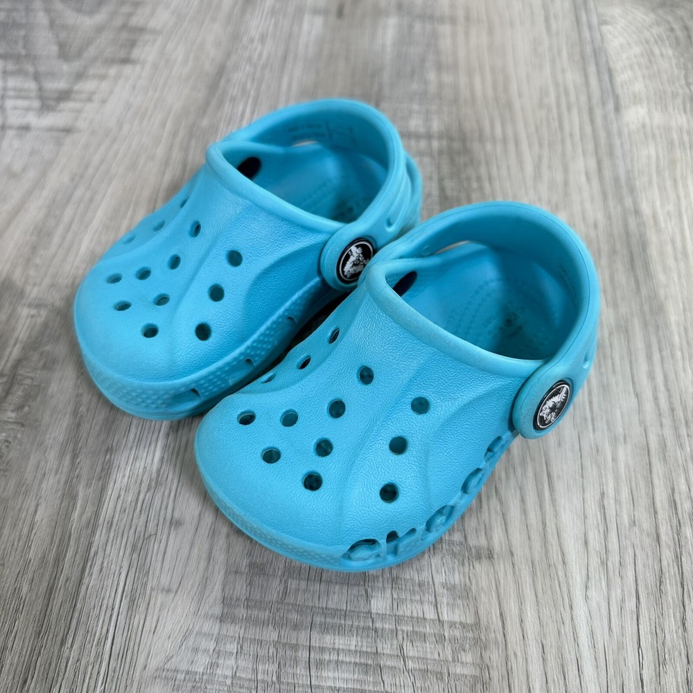 Crocs C4 Toddler Kids Classic Clog Bright Blue Watershoe Lightly Worn