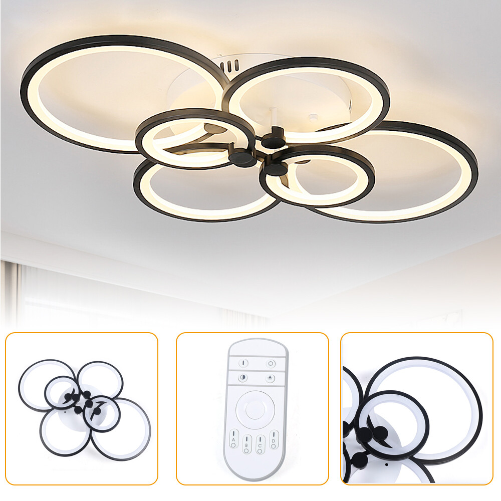 Modern 6-Light Black Acrylic LED Chandelier Ceiling Fixture