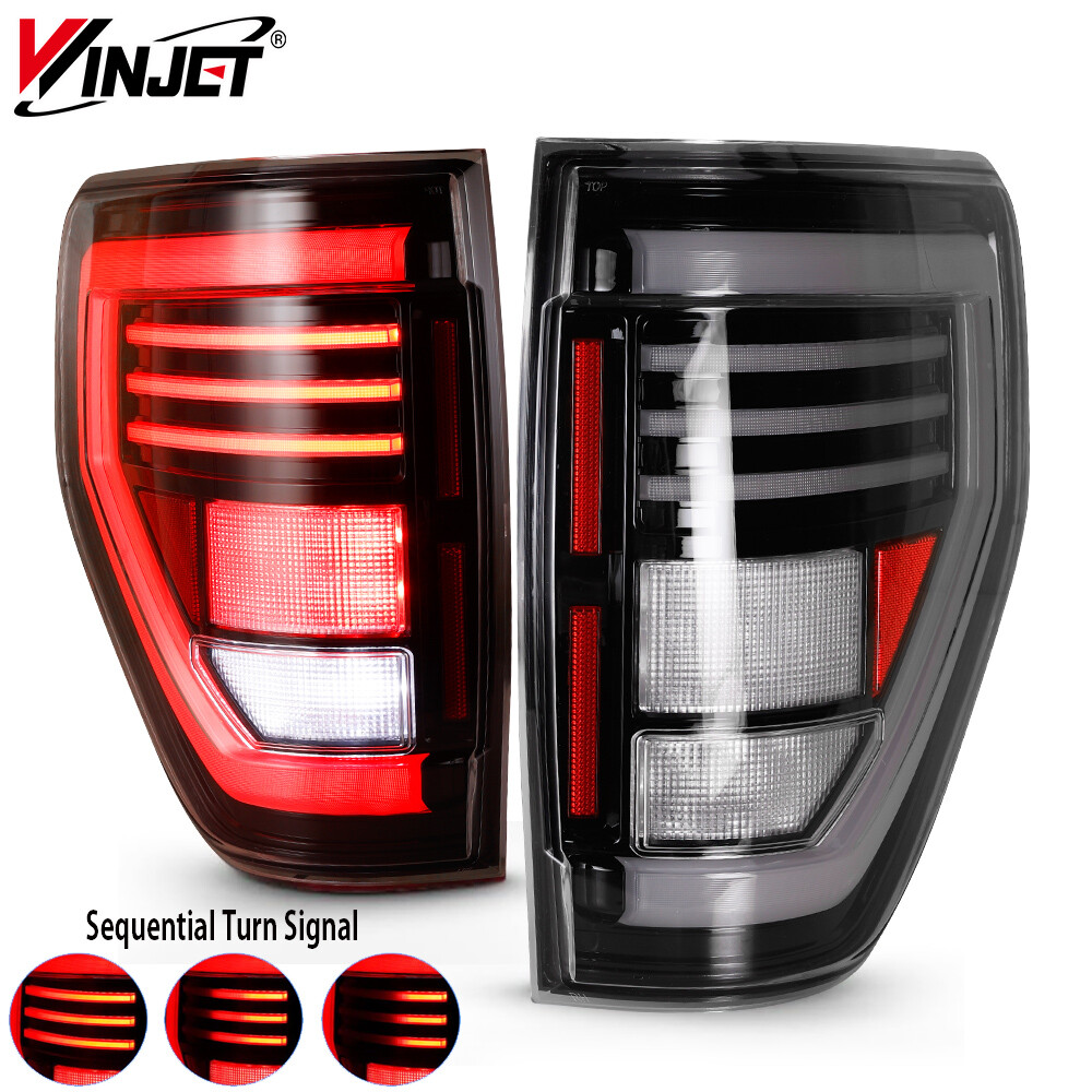 Pair Clear LED Sequential Tail Lights For 2009-2014 Ford F150 Pickup Brake Lamps