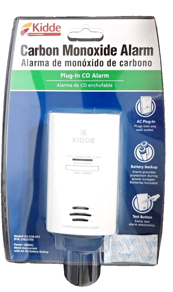Kidde KN-COB-DP2 Carbon Monoxide Alarm AC Powered Plug In w/ Battery Backup New