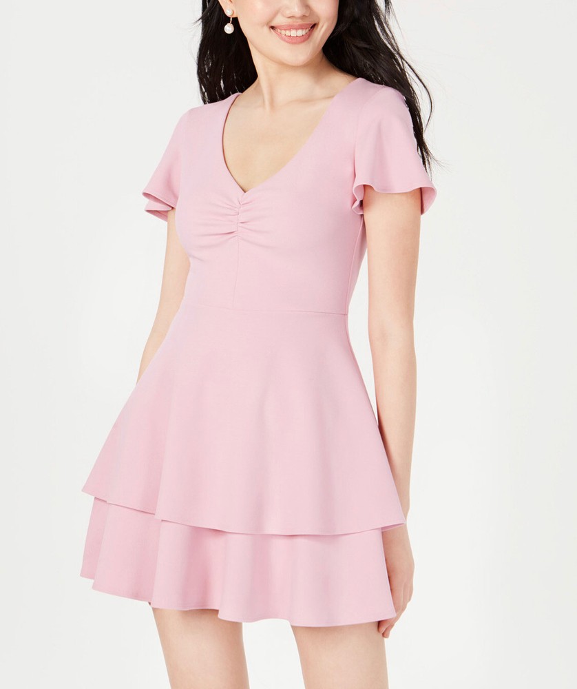 Womens Dress Size 3/4 B.Darlin Blush Juniors Ruched Tiered Fit & Flare