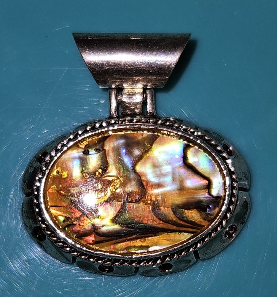 Vintage Abalone Slide Silver- Tone Pendant