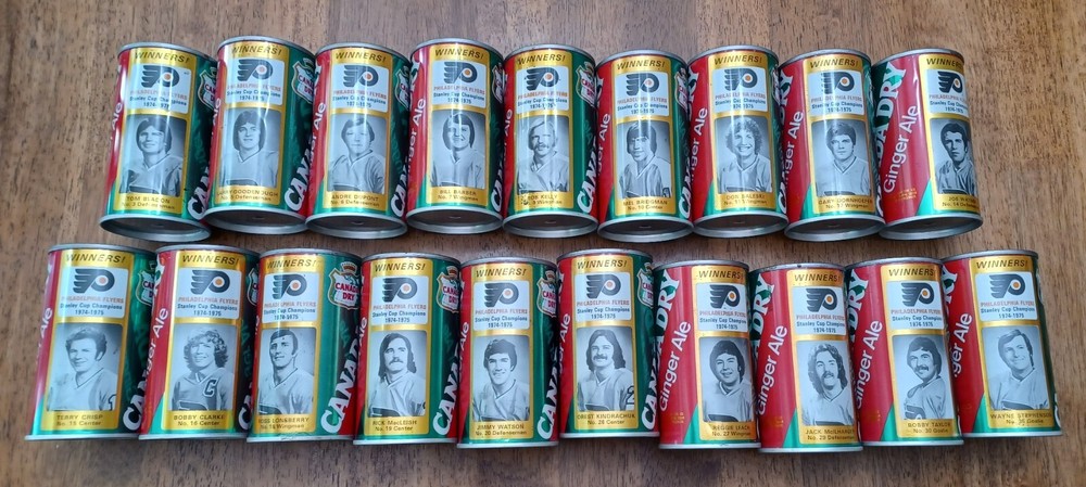 Vintage Canada Dry 1974 – 1975 Philadelphia Flyers Soda Pop Cans 19 Unique Cans