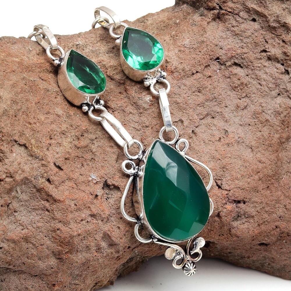 Green Onyx Gemstone Handmade Necklace for Mother's Day 20 Inch