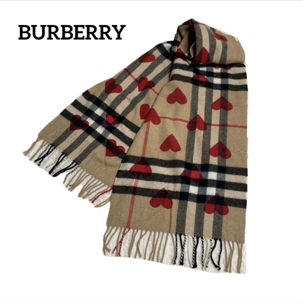 Burberry Nova Check Cashmere Heart Stole Brown Women Scarf Accessory Original LT