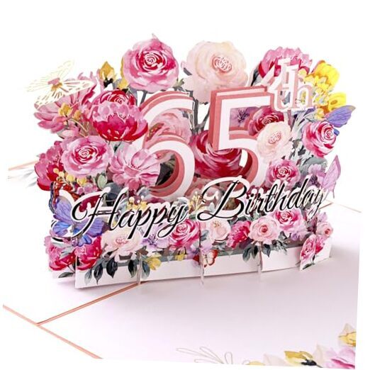 Happy 65th Birthday Pop-Up Card for Women, Wife, 65th 65th Birthday Card