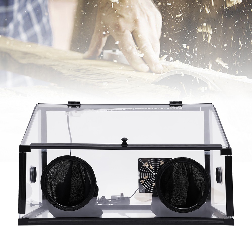 Fully Enclosed Electric Grinding Table Polisher Dust Box Acrylic Cover+LED Light