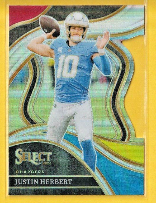 2023 Select Football JUSTIN HERBERT Red Yellow Die Cut Prizm Club Level #248