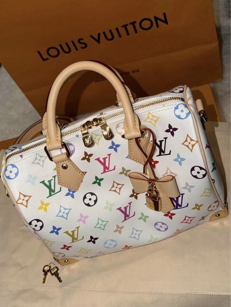 NEW Louis Vuitton X Takashi Murakami 2025 Speedy 25 White Multicolor