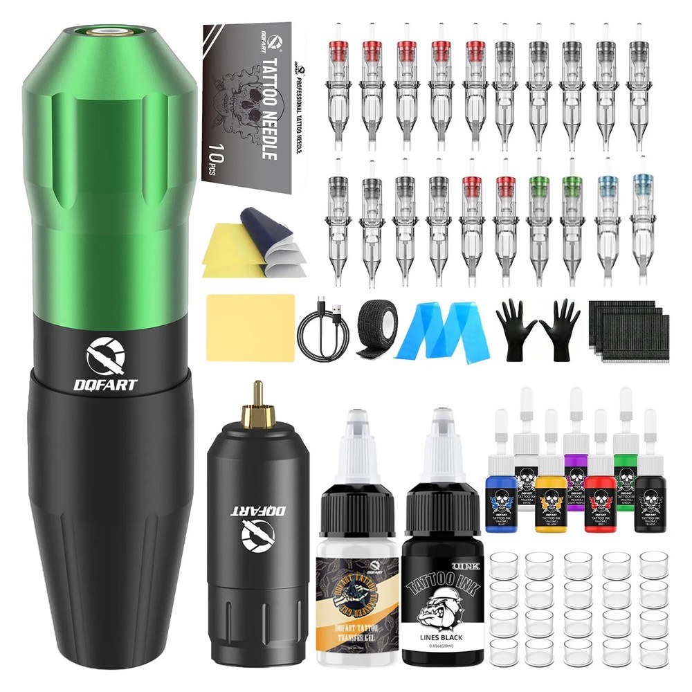 Wireless Rotary Tattoo Pen Kit with Adjustable Speed and Cartridge Needles