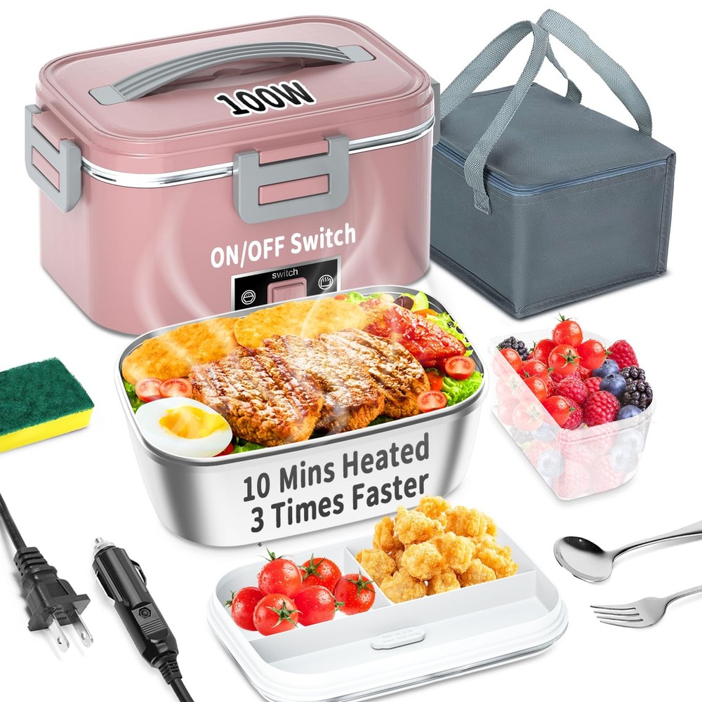 Electric Heated Lunch Box for Adults with 1.8L Container, ON/OFF Power Switch...