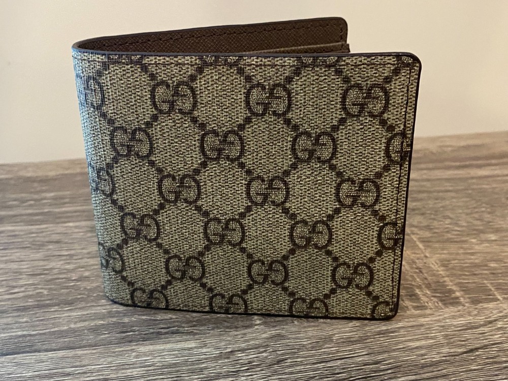 Gucci Wallet Beige Monogram Leather Bifold