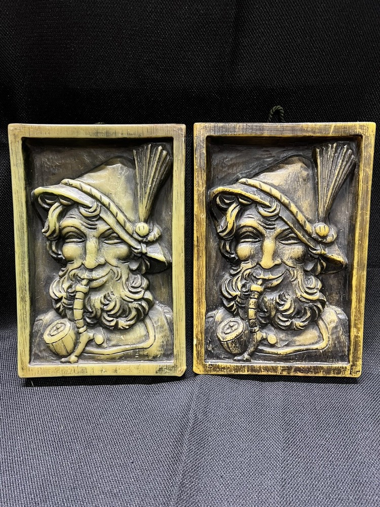 Vintage Bavarian German Folk Man 3D Wax Wall Art Relief 6.75x10 Inches