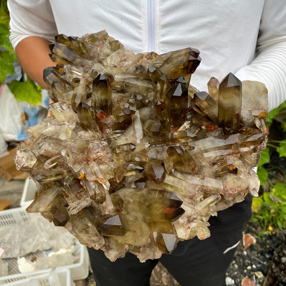 12.1lb Smoky Citrine Quartz Crystal Cluster Rough Healing Stone Specimen