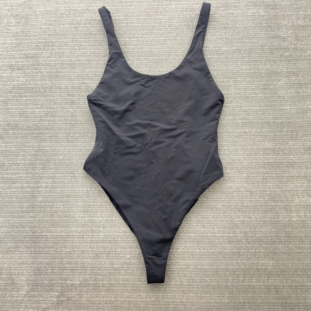 Mara Hoffman One Piece Bathing Suit Scoop Neck Black Strap Back Pull  Vacation