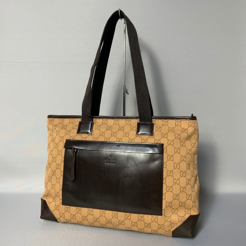 Vintage Gucci GG Canvas Tote Bag in Dark Brown 186