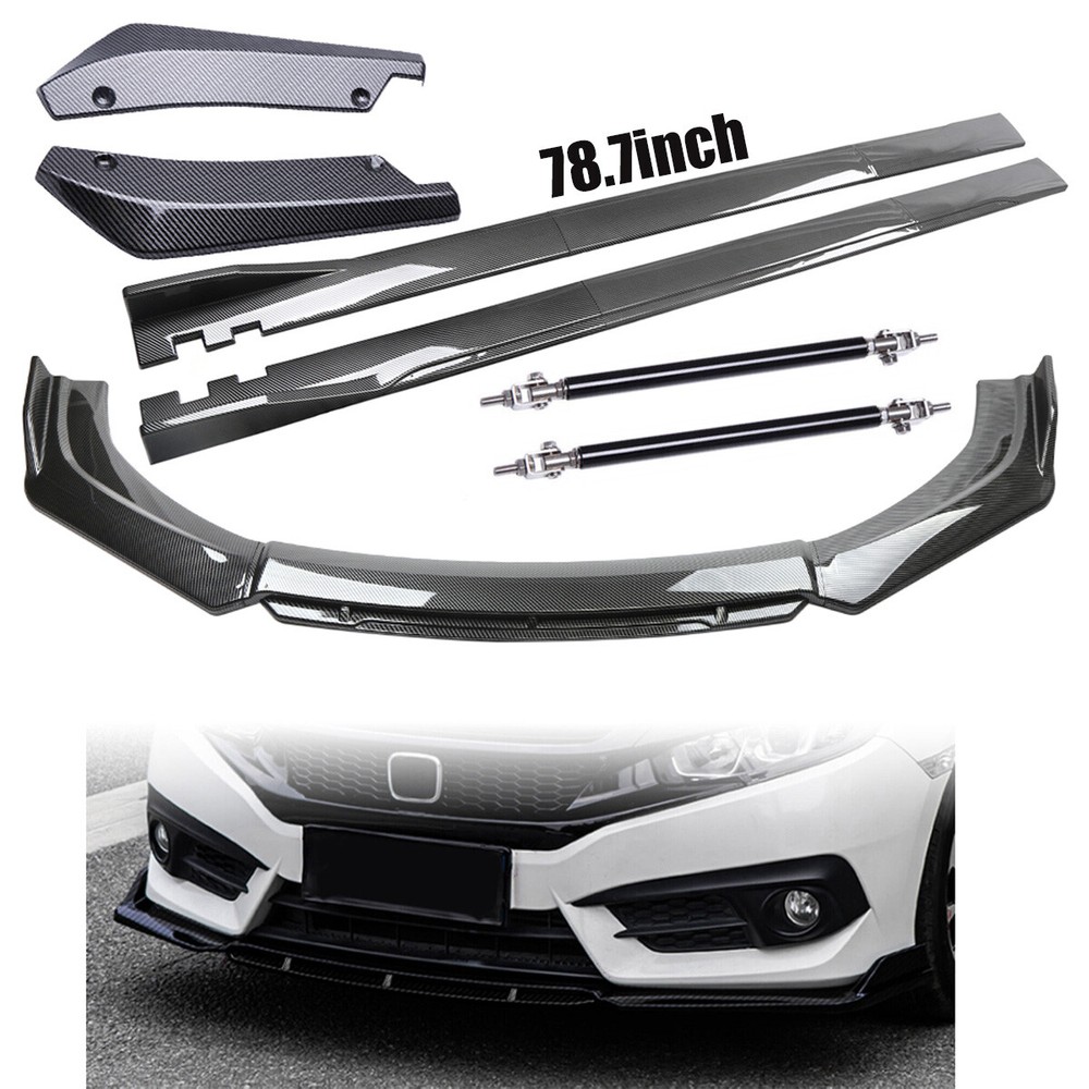 For Volkswagen Jetta Carbon Fiber Side Skirts Rear Front Bumper Lip Splitter Rod